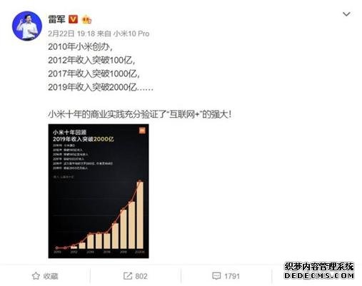 小米十年商業(yè)實(shí)踐證實(shí)“互聯(lián)網(wǎng)+”強(qiáng)大，2019年收入破2000億