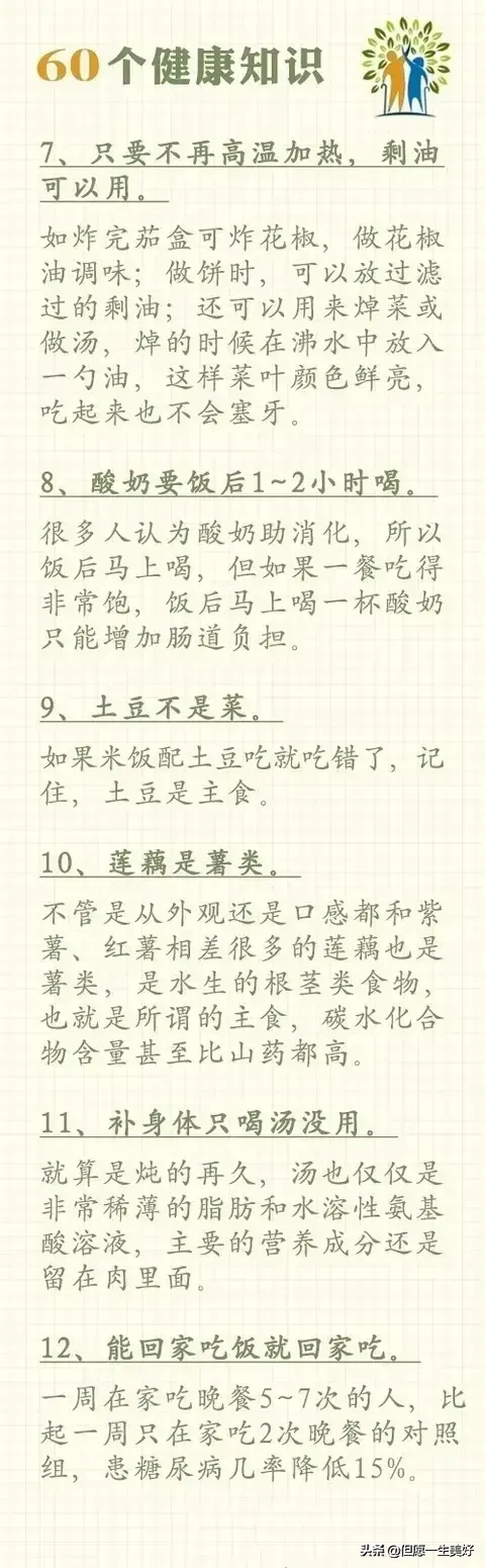 60個健康養(yǎng)生小常識，比啥都值錢，收藏好了，一生都受益